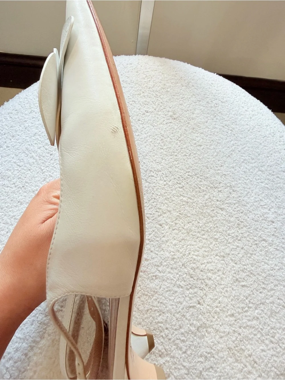 Anthropologie Maeve Floral White Leather Slingback Heels 41 US 10.5